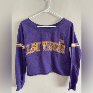Three Square LSU Tigers Cropped Crewneck Sweatshirt‎ size Smalll